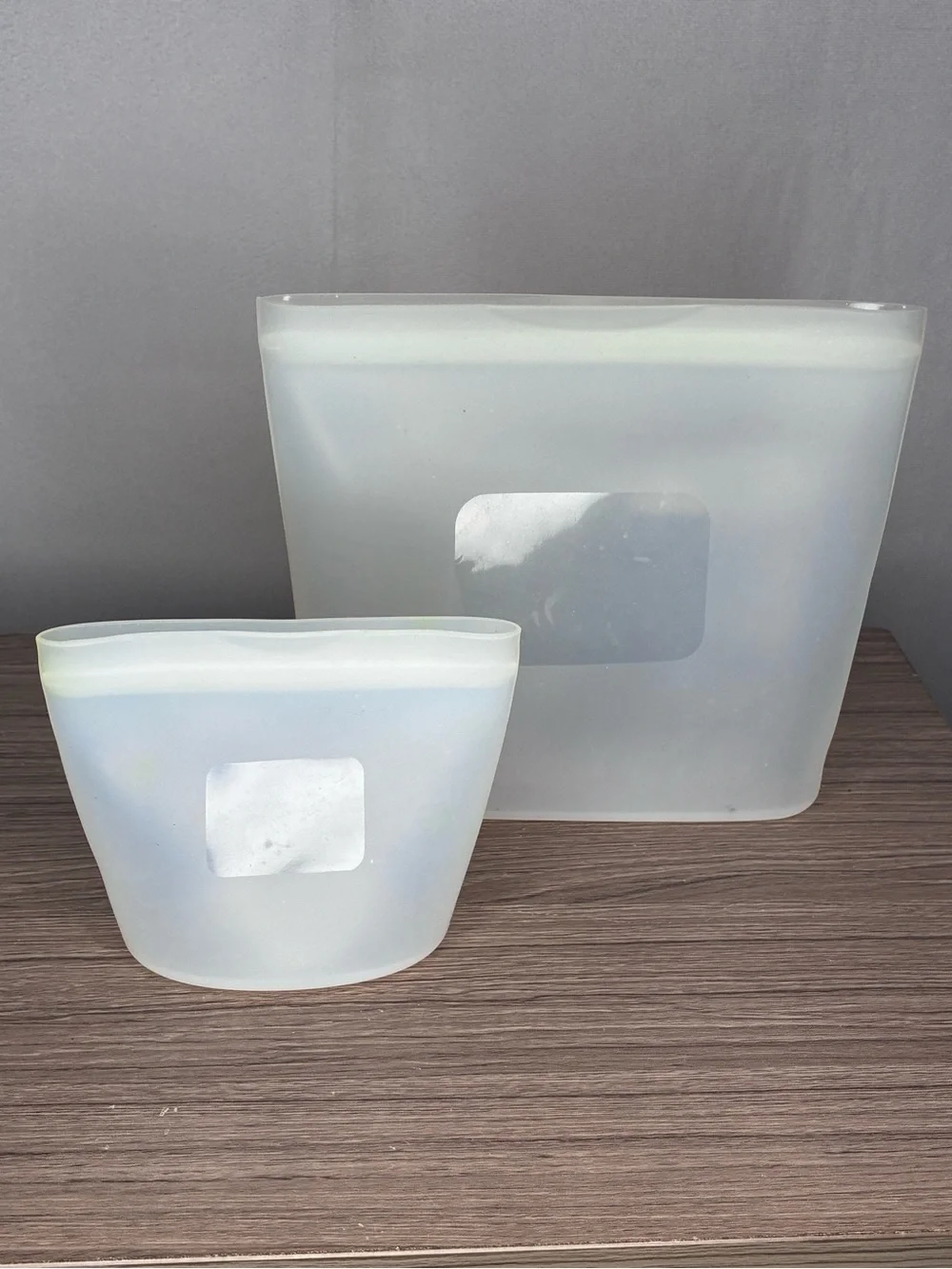 🐼 3/$25 Set of Two Reusable Silicone Storage Bags - Frosted White